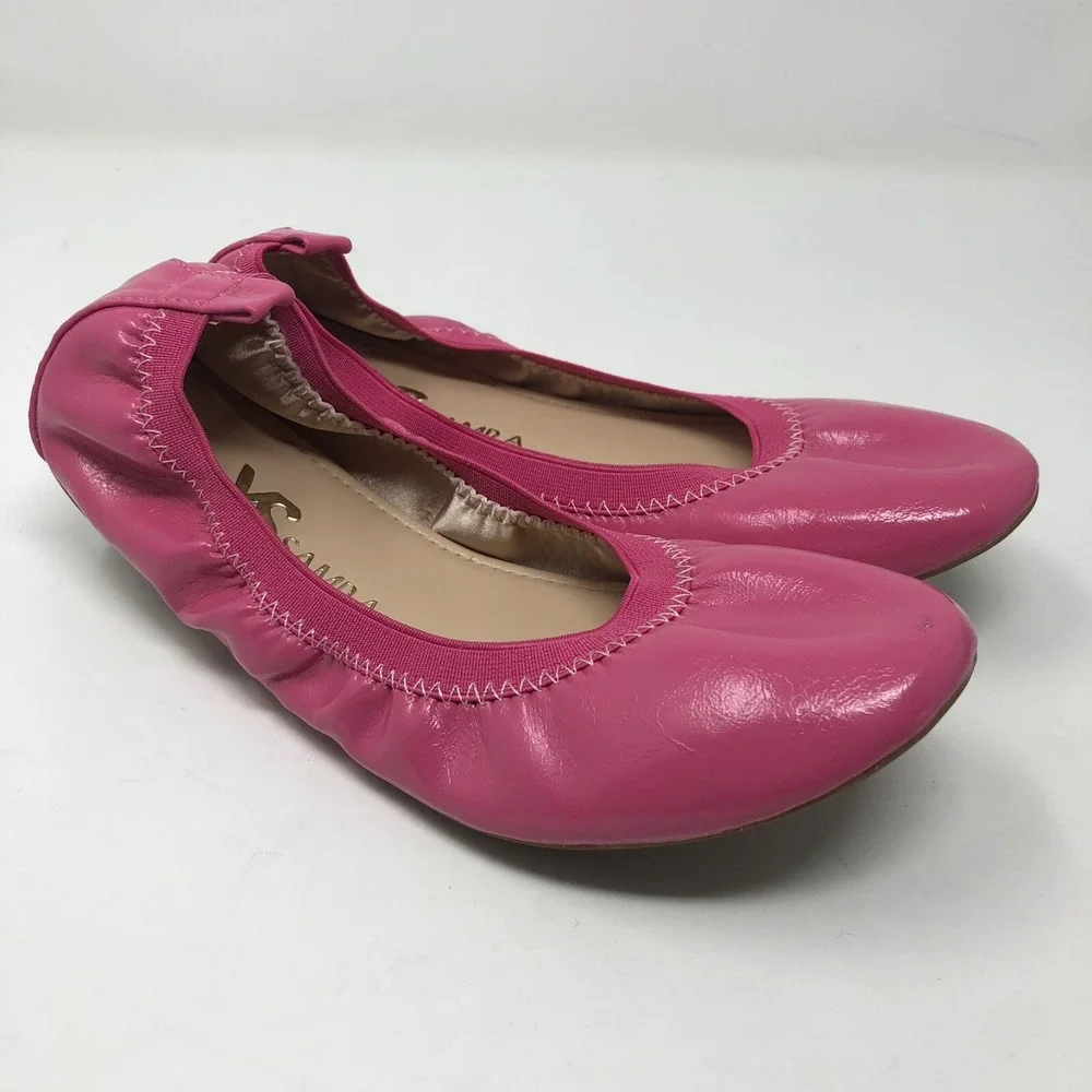 Yosi Samra Ballet Flat Shoes Girls 4 Pink Faux Patent Leather Stretch Comfort